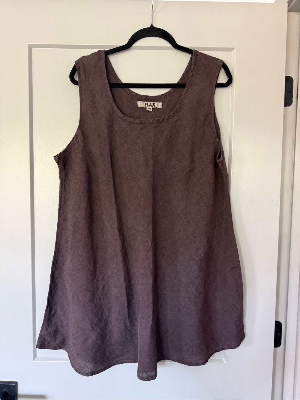 Flax Black Linen Tank Top Sleeveless Scoop Neck Large Lagenlook Minimalist Sz 2X